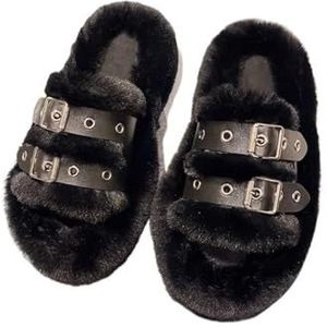 MZSKLW Winter Open Teen Slipper Herfst Winter Dikke Bodem Schoenen Vrouwen Outdoor Warm Leuke Katoenen Slippers Comfortabele Open Teen Vrouwen Schoenen Gezellige Open Teen Sliders, Beige, 36 EU