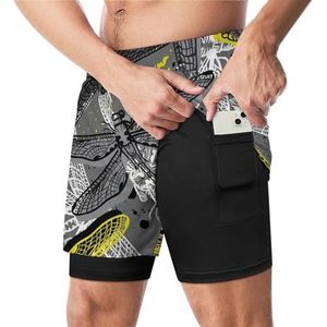 Kleurrijke Heldere Libellen Grappige Zwembroek met Compressie Liner & Pocket Voor Mannen Board Zwemmen Sport Shorts