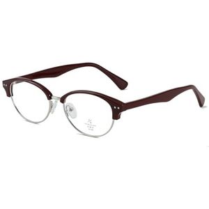 moomoobird Fashionbril met blauwlichtbescherming, TR90-metalen frame, kleine brilmonturen voor dames en heren, Rood Zilver Frame