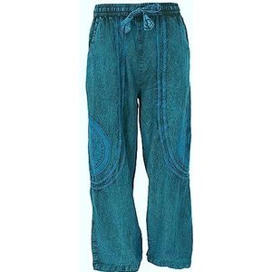 GURU SHOP Stonewash Yogabroek, uniseks, katoenen goa-broek met Danka-print voor heren, katoen, blauw, 48