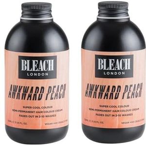 BLEACH LONDON Awkward Peach Semi-permanente haarkleurcrème (2 stuks) - Pastel Peachy Gold, Vegan, wreedheidsvrij, tijdelijke haarverf, 150 ml x 2