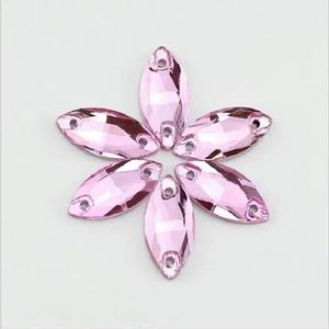 Alle maten glaskristal opnaaisteentjes plaksteen vormen kleurrijk paardenoog opnaaisteentjes voor kleding trouwjurk-roze-7X15mm48pcs