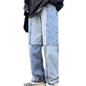 Heren Casual Jeans Stretch Mode Denim Broek Heren Hip Hop Jean Losse Fit Streetwear Baggy Jeans (Color : Blue, Size : XXL)