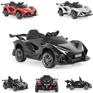 Moni Elektrische kinderauto Flash metallic 4 motoren, MP3, afstandsbediening, Eva-banden, kleur: zwart