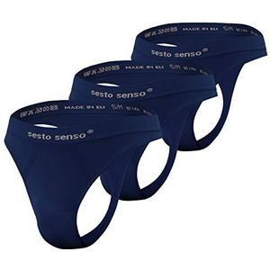 Sesto Senso Heren Strings G-Strings Sexy 3 Pack Naadloos Dunkerblauw S/M
