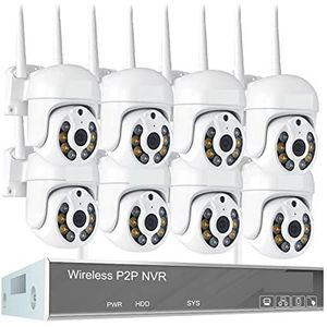 Beveiligingscamerasysteem H.265 3MP HD Draadloos Cctv-systeem Two Way Audio Waterdichte PTZ WIFI IP Bewakingscamera 8CH P2P NVR Video Surveillance Kit met hoge resolutie (Size : 1T, Color : 8CH NVR