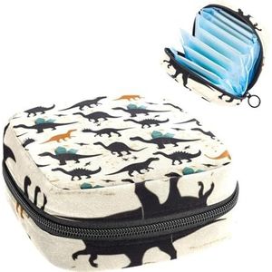 MUOOUM Dinosaurus Silhouetten Patroon Maandverband Opbergtas Draagbare Menstruatie Tas voor Vrouwen Tiener Meisjes Menstruatie Cup Pouch Nursing Pad Houder