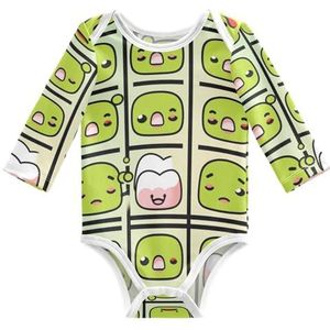 KAAVIYO Schattige groene krabbelkunst, babybody met lange mouwen, katoenen bodysuit voor neutrale pasgeborenen, 3-24 maanden, Patroon., 3 Maanden