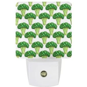 Groene Broccoli Warm Wit Nachtlampje Plug In Muur Schemering naar Dawn Sensor Lichten Binnenshuis Trappen Hal