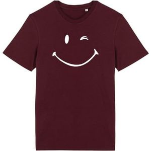 Smiley T-shirt - voor heren - bedrukt in Frankrijk - 100% biologisch katoen - origineel grappig verjaardagscadeau, Bordeaux, XXL