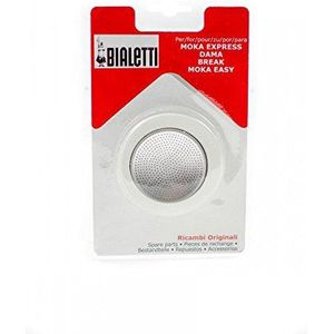 Bialetti Koffiezetapparaat 9 kopjes vervangingsset (rubberen afdichting en filter) van aluminium, zilver, 8,1 x 8,1 x 0,3 cm