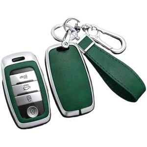 Autosleutel beschermhoes Legering Lederen Auto Afstandsbediening Smart Key Case Cover Voor Rio Voor Rio5 Voor Sportage Voor Ceed Voor Cerato K3 KX3 K4 K5 Sleutel Shell(Silver Greey set)