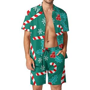 Romantische Kerst Heren 2 Stks Hawaiiaanse Sets Losse Fit Korte Mouw Shirts En Shorts Strand Outfits 3XL