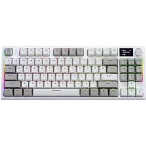 QPSJXN K86 Draadloos hot-swappable mechanisch toetsenbord, Bluetooth 2.4G, met displayscherm en volumeregelaar, voor games en kantoorgebruik (grijs)