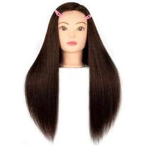 85% Echt Haar Poppenhoofd for Kapsel Professionele Trainingshoofdset Mannequin Hoofdstyling Om Te Oefenen met Hot Curl Iron Straightening(Head 1)