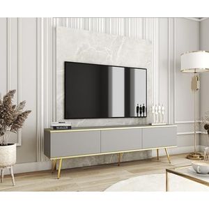 3E 3xE living.com TV-kast grijs met gouden poten, B: 175 cm, H: 32 cm, D: 32 cm