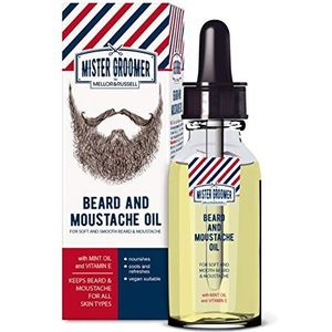 Mister Groomer Speciale baard- en snorolie met muntolie en vitamine E voor zachte, gladde baard en snor Vegan