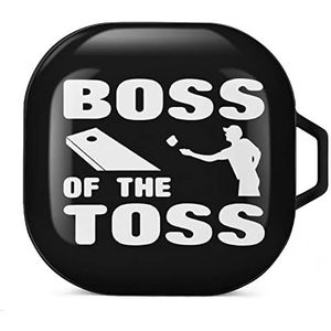 Boss of The Toss Cornhole Earbuds Case Compatibel met Samsung Hard Shell Beschermhoes Zwart-stijl