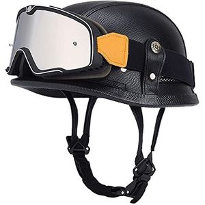 Motorhelm, ECE-certificering Vintage stijl Geschikt for mannen en vrouwen Cruiser Scooter Touring Helm E,XXXL = 63-65CM(B,L=5760CM)