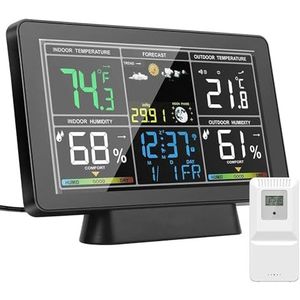 Draadloos weerstation Houten wekker Digitale thermometer Vochtigheid Temperatuur Draadloze sensor Thuis TimeWatch Desktop #30,Nauwkeurig voorspellen(C)