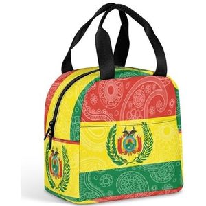 Bolivia Paisley Vlag Leuke Geïsoleerde Lunch Tas Herbruikbare Tote Lunchbox Koelere Zakken Voor Werk Kantoor Reizen Picknick