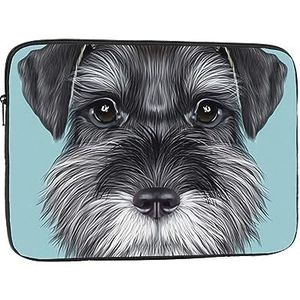 Schnauzer Blauwe Print Laptop Sleeve Case Waterdichte schokbestendige Computer Cover Tas voor Vrouwen Mannen