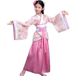 Hrippy Hanfu-jurk voor kinderen, traditioneel Chinees danskostuum, oud podiumkostuum, elegante prinsessenjurk