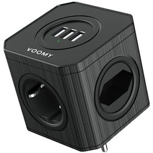 Voomy - Split X4S - Verdeelstekker - Zwart - 3 USB-A & 4 EU