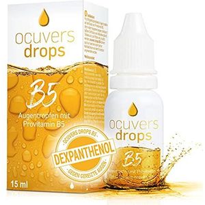 Ocuvers Drops B5 – Hooggedoseerde oogdruppels 15 ml met 2% dexpanthenol en HydraFlex tegen droge, rode en branderige ogen. Vochtinbrengende druppels zonder ethanol. Geschikt voor contactlensdragers