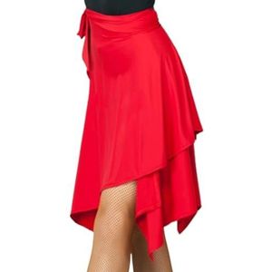 Vrouwen Chiffon Ballet Wrap korte rok， Professionele dansrok for volwassenen(Red)