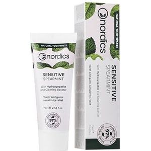Nordics Repair Tandpasta Sensitive Spearmint, met kunstmatige hydroxyapatiet, 97% natuurlijke ingrediënten, zonder fluoride, 75 ml