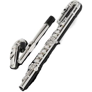 Fluit dubbel mondstuk 16 gaten C stemming gebogen buis nikkel geplateerd koper nikkel beginners examen professioneel instrument Hand Muzikaal fluit