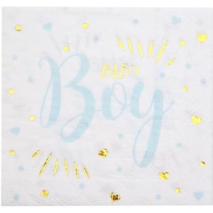 20 papieren servetten Baby Shower Boy 33 cm blauw
