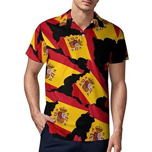 Spanje Vlag Kaart Mannen Golf Polo-Shirt Zomer Korte Mouw T-Shirt Casual Sneldrogende Tees XL