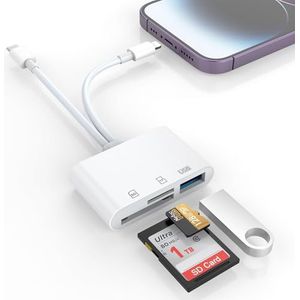 2-in-1 SD-kaartlezer, Lightning- en USB-C-adapter voor iOS, compatibel met SD/MicroSD/SDHC/SDXC