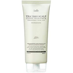 LA'DOR Tea Tree Scalp Clinic Hair Pack 200 ml - Verkoelend verfrissend hoofdhuidhaar, theeboom, slakkenslijm, groene thee-extract, hoofdhuidbehandeling, verlicht droge hoofdhuid, voorkomt roos