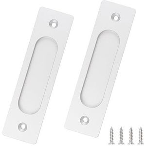 MOROBOR 2 stks Rechthoekige Inbouw Schuifdeur Trekt, 15 CM Flush Pull Aluminium Zilveren Kastdeur Vinger Trekt Met Montage Schroeven Voor Schuifdeur Schuur Deur