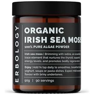 Erbology Biologisch Ierse zee-mospoeder 90 g - 90 porties - duurzaam geproduceerd in Ierland - Ondersteunt metabolisme en huidgezondheid - rijk aan jodium - kleine batch - GMO-vrij