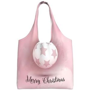 YIFEIWSHH Roze Kerstbal Extra Grote Capaciteit Schouder Canvas Tas Voor Winkelen Reizen Dagelijks Gebruik, Zwart, Eén maat