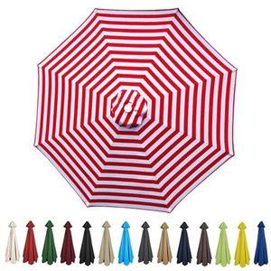 HonunGron Vervangende parasolluifel 2 m 2,7 m 3 m + 6 armen/8 armen vervanging parasol stoffen hoes voor tuintafel paraplu anti-ultraviolet vervangende parapludoek, Strepen B, 3m / 6 Arms