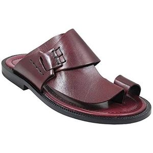 YYUFTTG Sandalen heren Zomer Men Sandals Beach Retro Rome Sandalen Heren's Handmade Sewing Push sandalen Man Outdoor casual schoenen Big Size (Color : Wine red, Size : 45 EU)