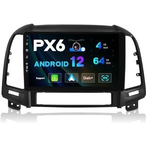 JOYX PX6 Android 10 Autoradio Voor Hyundai SANTA FE (2006-2012) Met 2.5D - [2G+32G] - GRATIS Camera - 2 Din 9 Inch - Ondersteuning DAB Stuurwiel WIFI Bluetooth5.0 4G Carplay Android Auto HDMI 4K-Video