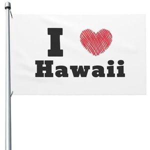 Seizoensgebonden vlag I Love Hawaii 90 x 150 cm strand vlaggen met oogjes huis vlag lichtgewicht zomer vlaggen decoratie voor tuin carnaval feest
