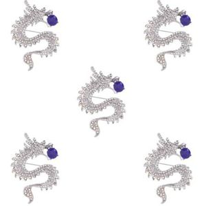 Mannen Retro Stijl Dragon Broche Corsage Party Badge Sieraden Goud+Wit, as described, Kunststof, als beschrijving