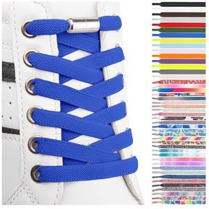 SULPO Elastische rubberen veters zonder strikken, plat, met draaisluiting, blauw, Eén Maat