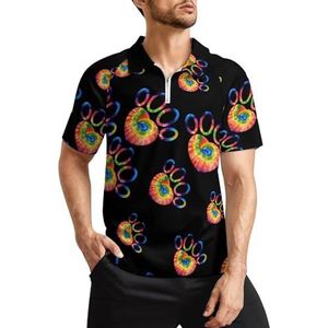 Tie Dye Kat Hond Poot Hart Heren Golf Polo Shirts Klassieke Fit Korte Mouw T-Shirt Gedrukt Casual Sportkleding Top M