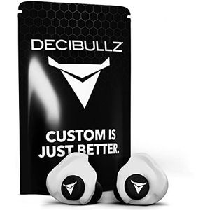 Decibullz 25-Decibel ruisonderdrukking oordopjes voor gehoorbescherming, op maat gemaakte herbruikbare oordopjes voor geluidsgevoeligheid en vluchten, wit
