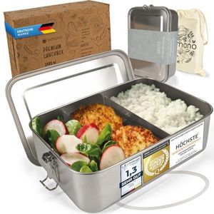 Dimono® lunchbox Lekvrije bentobox Roestvrijstalen lunchbox; Waterdichte duurzame box met compartimenten & afdichtingen (d: 2400 ml)