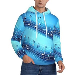 OAZCVBNN Hemelsblauwe Muzikale Nota's Print Unisex Mode Hooded Pullover Casual Wear voor Openluchtactiviteiten en Kamperen, Zwart, S