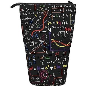Math Formula Potlood Case Telescopische Make-up Tas Pop Up Office Organizer Box Staande Pen Houder Cosmetica Tas Met Ritssluiting, Zwart, Eén maat